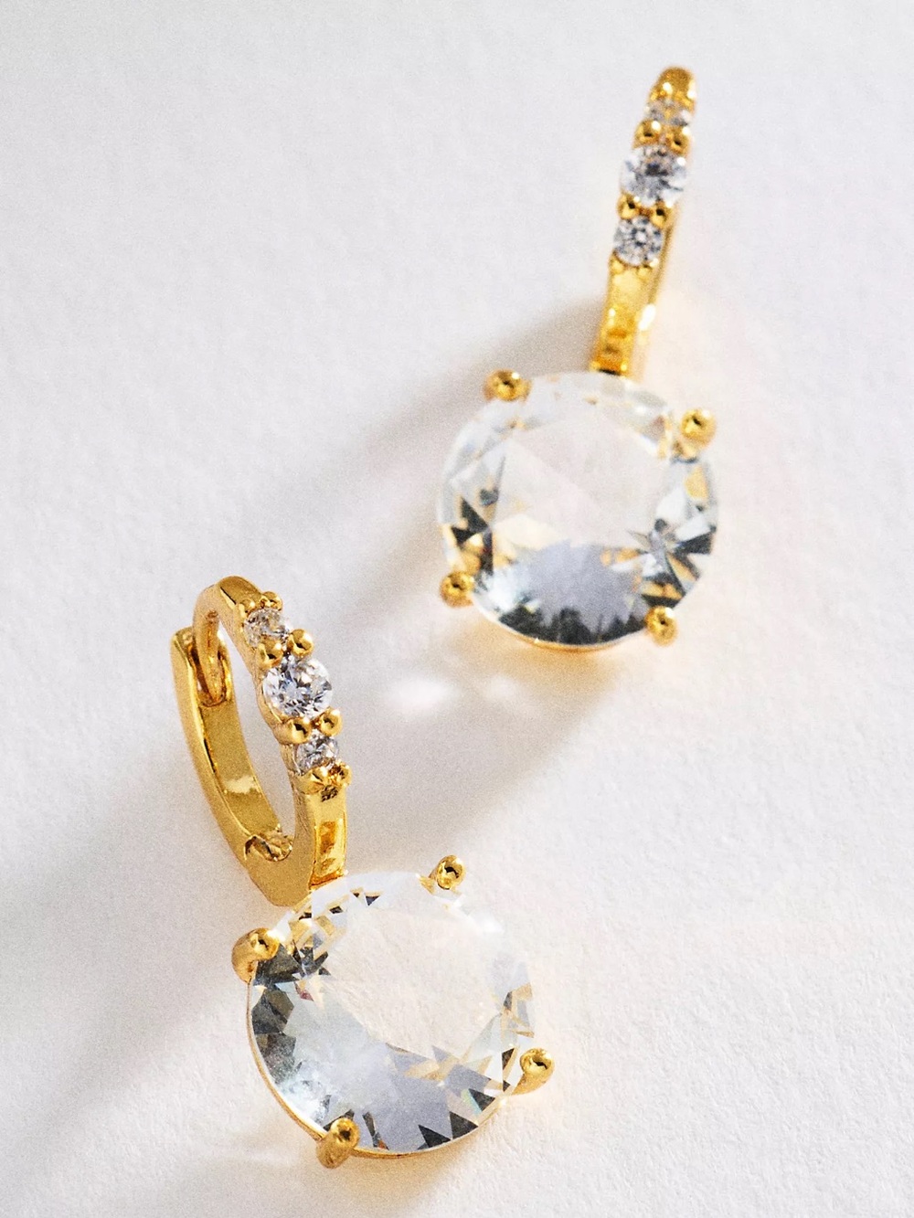 Anthropologie Gemstone Huggie Hoop Earrings - NWT - Clear